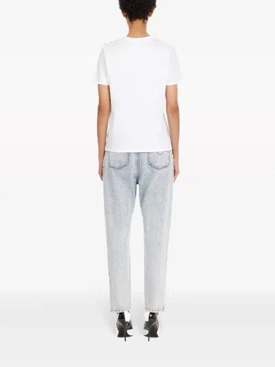 Balmain Women Logo Organic Cotton T-shirt In White