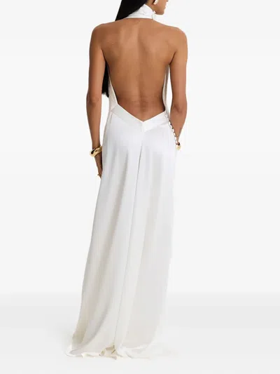 Moos Studio Milkglass High-neck Side-slit Maxi Dress In White