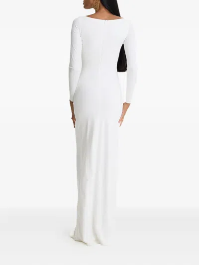 Moos Studio Flow Knot-front Side-slit Maxi Dress In White