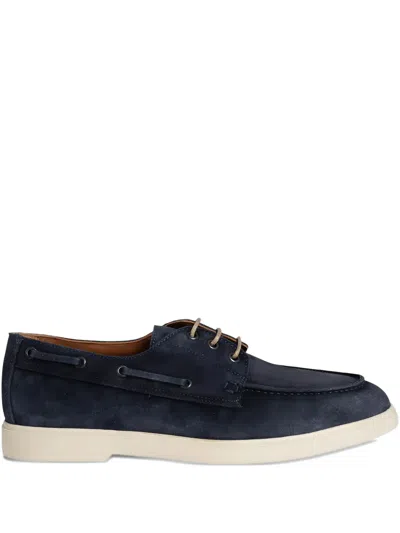 Flecs Nubuck-leather Lace-up Boat Shoes In Blue