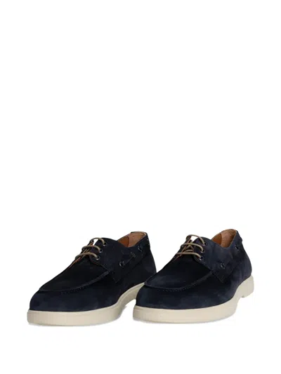 Flecs Nubuck-leather Lace-up Boat Shoes In Blue