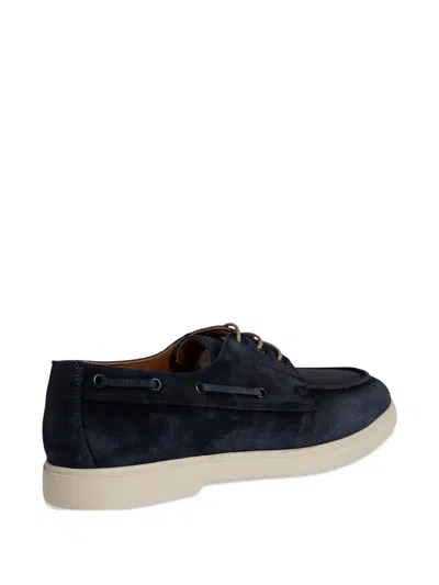 Flecs Nubuck-leather Lace-up Boat Shoes In Blue