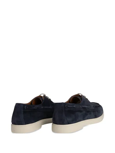 Flecs Nubuck-leather Lace-up Boat Shoes In Blue