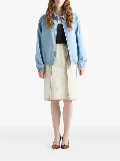 Prada Cotton Gabardine Blouson Jacket In Blue