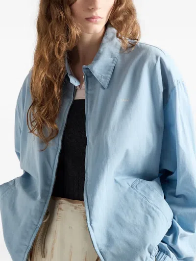 Prada Cotton Gabardine Blouson Jacket In Blue