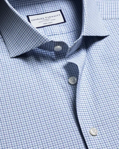 Charles Tyrwhitt Men's  Non-iron Performance Check Shirt In Blue