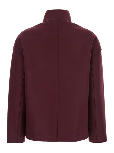 Harris Wharf London Bordeaux Short Coat With High Neck And Dropped Shoulders In Wool Woman In Burgundy