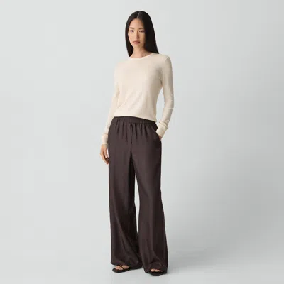 Theory Pull-on Track Pant In Mod Silk Twill In Brown