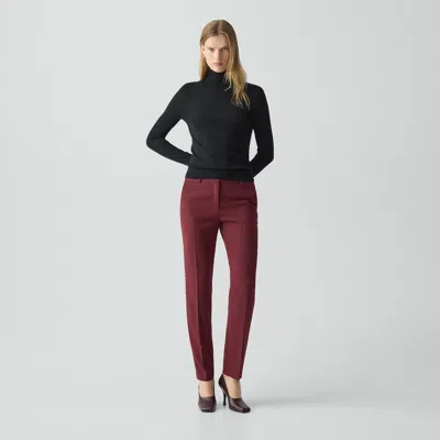 Theory Treeca Full Length Pant In Admiral Crepe In Burgundy