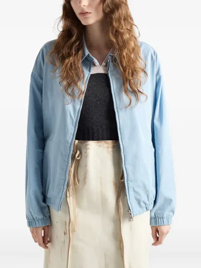 Prada Adjustable Ribbed-knit Top In Gray