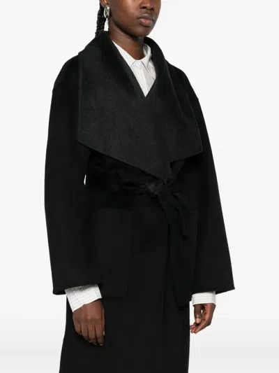 The Dynamis Studio Belted Wrap Single-breasted Coat In Black