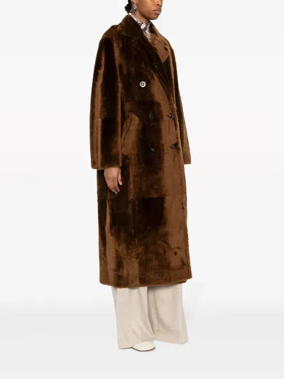 Max Mara Notched-lapels Double-breasted Coat In Brown
