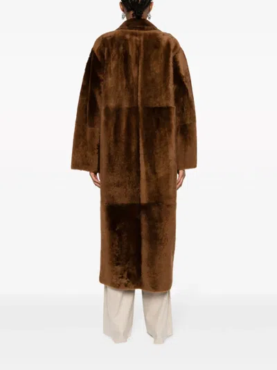 Max Mara Notched-lapels Double-breasted Coat In Brown