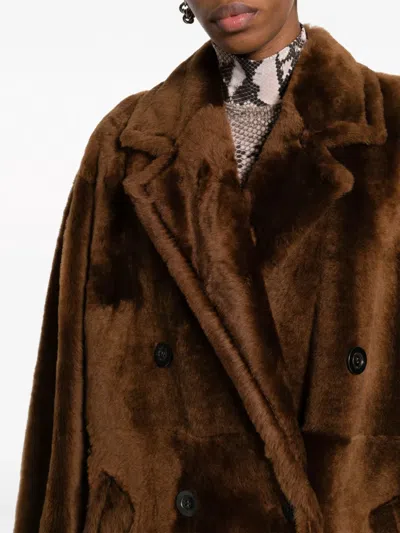 Max Mara Notched-lapels Double-breasted Coat In Brown