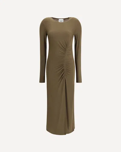 Isabel Marant Étoile Isabel Marant Etoile Women 'jelina' Green Midi Dress With Round Neck And Ruched Details In Modal Str In Multi