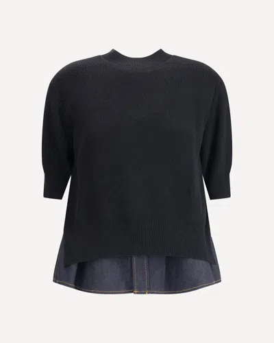 Sacai Patchwork Sweater Sweaters And Cardigans Blue In Black