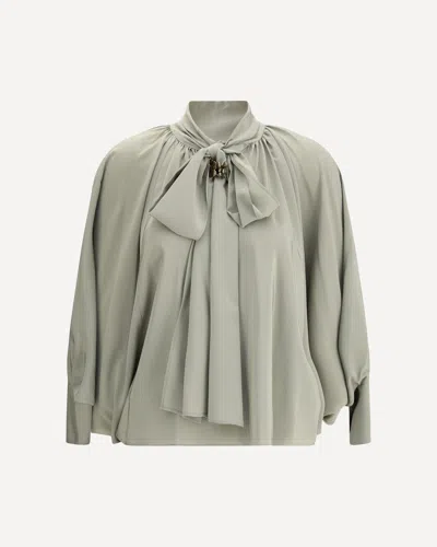 Max Mara Leonida Blouse Draped Design Long Sleeves In Green