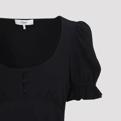 Chloé Long Dress With Button Detail And Empire Waistline In Black