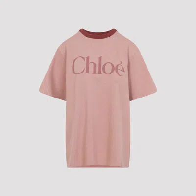 Chloé Petal Pink Recycled Cotton T-shirt In Brown