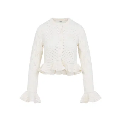 Chloé Latte-colored Crochet Cardigan In Cotton Blend In White