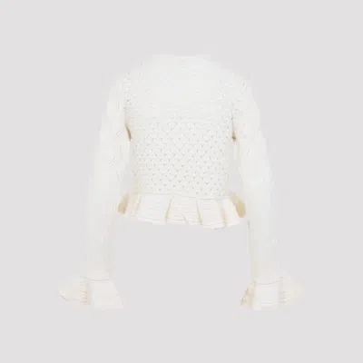Chloé Latte-colored Crochet Cardigan In Cotton Blend In White
