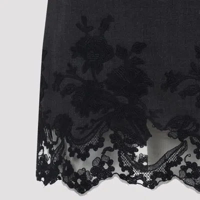 Ermanno Scervino Sheer Neckline Sleeveless Floral Lace Mini Dress In Black