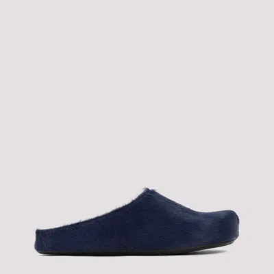 Marni Faux Fur Flat Sole Slippers In Black
