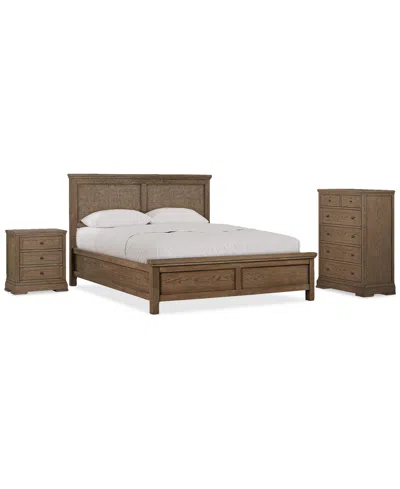 Macy's Alverton 3 Pc. King Cane Set (bed, Chest & 3-drawer Nightstand, Created For . In Brown