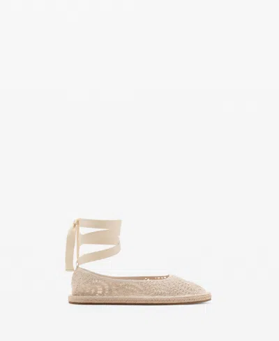 Mango Crochet Ballet Flats Ecru In White