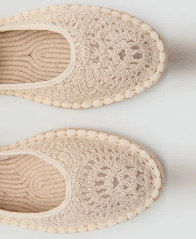 Mango Crochet Ballet Flats Ecru In White