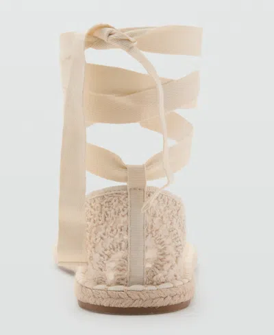 Mango Crochet Ballet Flats Ecru In White