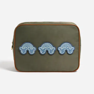 Stoney Clover Lane Mickey Mouse With Denim Crystal Rainbow Large Pouch