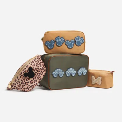 Stoney Clover Lane Mickey Mouse With Denim Crystal Rainbow Large Pouch