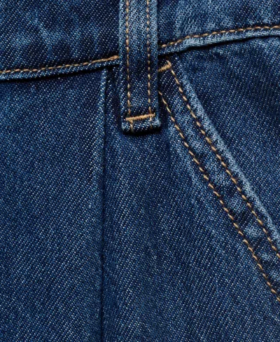 Mango Women's Wide Leg Pleated Jeans In Blue