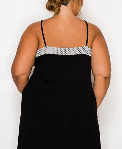 Coin 1804 Plus Size Dot Mesh Rayon Mix Panel Camisole Tank Top In Multi