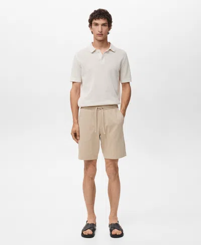 Mango Drawstring Cotton Bermuda Short In Neutral