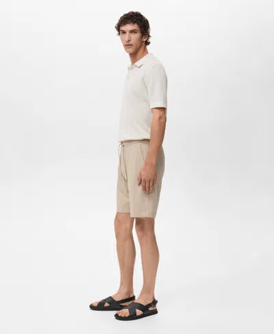 Mango Drawstring Cotton Bermuda Short In Neutral