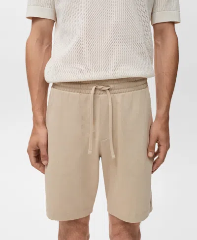 Mango Drawstring Cotton Bermuda Short In Neutral