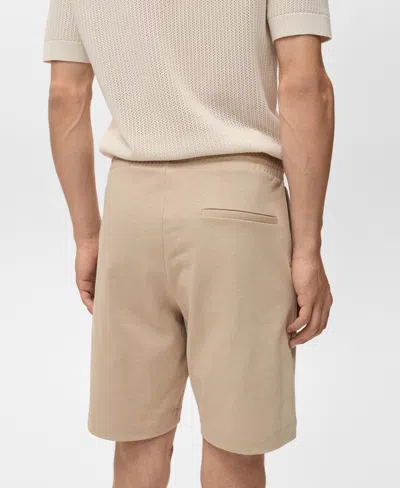 Mango Drawstring Cotton Bermuda Short In Neutral