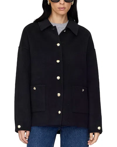 Anine Bing Button Detail Coat Collared Design Pockets In Black
