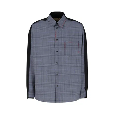 Pre-owned Marni Prince Of Wales Light Wool Blend Shirt 'truffle' | Grey | Men's Size 52 In Gray