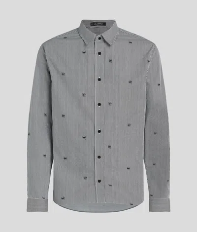 Karl Lagerfeld Ikon Striped Shirt In Gray