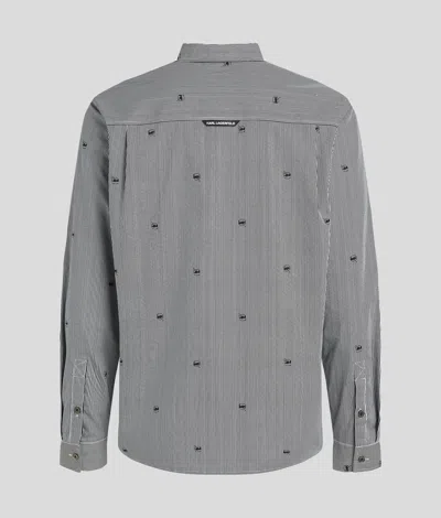 Karl Lagerfeld Ikon Striped Shirt In Gray