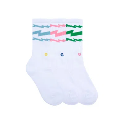 Pre-owned Golf Wang Lightning Socks (3 Pack) 'white/light Blue/white/pink/green' | Men's Size Onesize