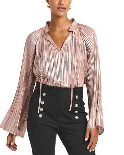 Derek Lam 10 Crosby Claira Pleated Metallic Top In Multi