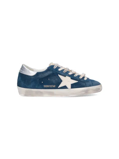 Golden Goose Sneakers Low-top Super-star In Suede In Blue