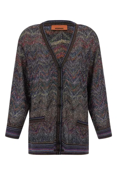 Missoni Oversized V-neck Cardigan With Zigzag Pattern In Multi