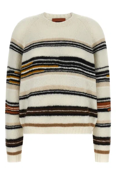 Missoni Gestreifter Rundhalspullover Aus Wolle In White