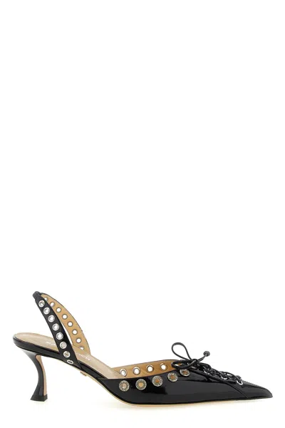 Mach&mach Mach & Mach Crystalized Corset' Slingback In Black