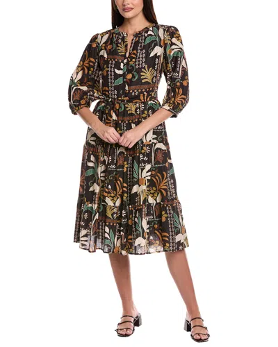 Velvet By Graham & Spencer Tiered Silk-blend Midi Dress In Black